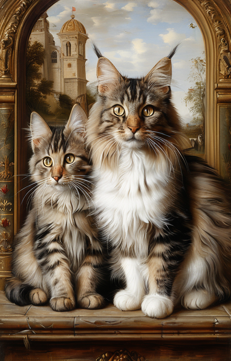 09989-2617759934-masterpiece,best quality,_lora_tbh185-sdxl_0.8_,illustration,style of ambrosius benson, cute Mainecoon cat and Abyssinian cat.png